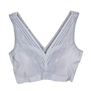 Intima Secret Gray Seamless Wireless Comfort‎ Bra Lace Detail Women's Large